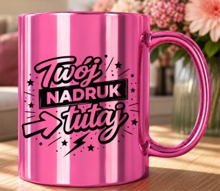 Kubek różowy Twój nadruk Tekst Grafika Logo Gadżet Prezent Reklama