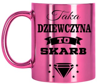 KUBEK RÓŻOWY METALIK PREMIUM DLA DZIEWCZYNY URODZINY IMIENINY PREZENT