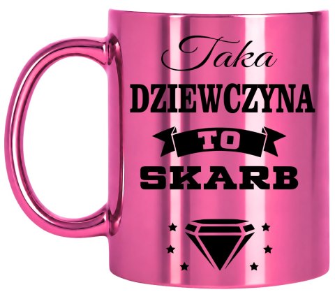KUBEK RÓŻOWY METALIK PREMIUM DLA DZIEWCZYNY URODZINY IMIENINY PREZENT