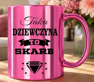 KUBEK RÓŻOWY METALIK PREMIUM DLA DZIEWCZYNY URODZINY IMIENINY PREZENT