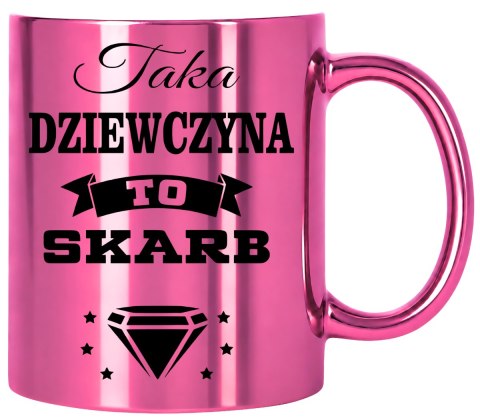 KUBEK RÓŻOWY METALIK PREMIUM DLA DZIEWCZYNY URODZINY IMIENINY PREZENT