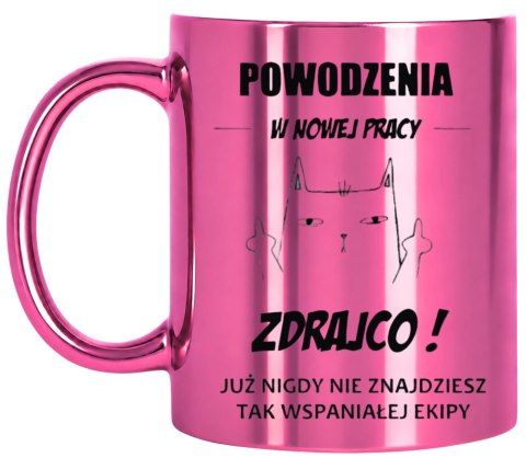 KUBEK RÓŻOWY METALIK PREMIUM PREZENT DLA KOLEŻANKI NA POŻEGNANIE W PRACY