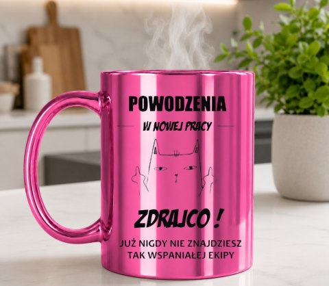 KUBEK RÓŻOWY METALIK PREMIUM PREZENT DLA KOLEŻANKI NA POŻEGNANIE W PRACY