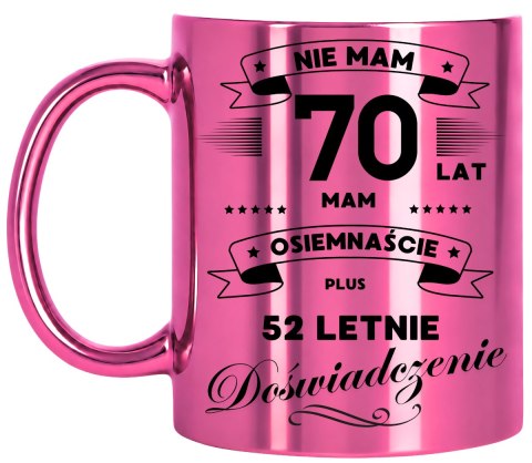 KUBEK RÓŻOWY METALIK PREMIUM PREZENT NA 70 URODZINY ORYGINALNY UPOMINEK