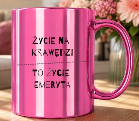 KUBEK RÓŻOWY PREMIUM DLA EMERYTKI EMERYTURA POŻEGNANIE Z PRACY