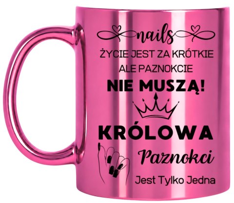 KUBEK RÓŻOWY PREMIUM DLA KOSMETYCZKI STYLISTKI PAZNOKCI ŚMIESZNY PREZENT