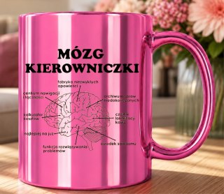 KUBEK RÓŻOWY PREMIUM MÓZG KIEROWNICZKI ŚMIESZNY PREZENT DLA SZEFOWEJ