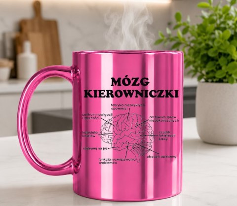 KUBEK RÓŻOWY PREMIUM MÓZG KIEROWNICZKI ŚMIESZNY PREZENT DLA SZEFOWEJ