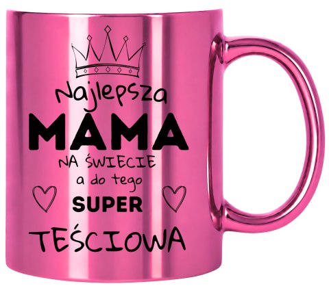 KUBEK RÓŻOWY PREMIUM Z NADRUKIEM DLA MAMY TEŚCIOWEJ PREZENT DZIEŃ MATKI
