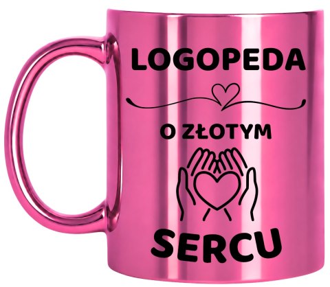 Kubek różowy z dedykacją wyjątkowy prezent dla LOGOPEDY