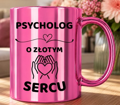 Kubek różowy z dedykacją wyjątkowy prezent dla Pani PSYCHOLOG