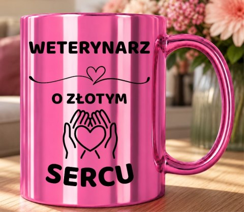 Kubek różowy z dedykacją wyjątkowy prezent dla Pani WETERYNARZ