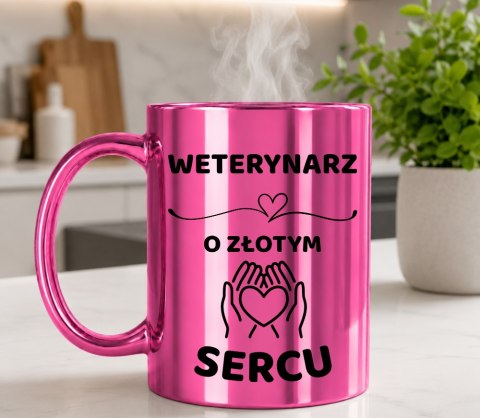 Kubek różowy z dedykacją wyjątkowy prezent dla Pani WETERYNARZ