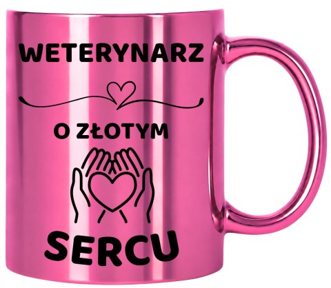 Kubek różowy z dedykacją wyjątkowy prezent dla Pani WETERYNARZ