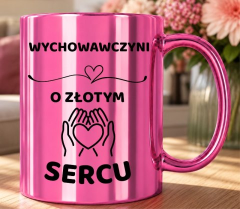 Kubek różowy z dedykacją wyjątkowy prezent dla WYCHOWAWCZYNI