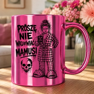 Kubek różowy z nadrukiem prezent dla MAMY Dzień Matki Mama Teściowa