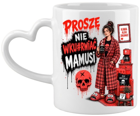 Kubek z nadrukiem prezent dla MAMY Dzień Matki Mama Teściowa uchwyt serce