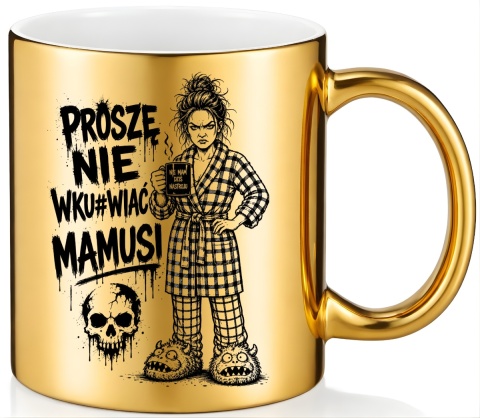Kubek złoty z nadrukiem prezent dla MAMY Dzień Matki Mama Teściowa