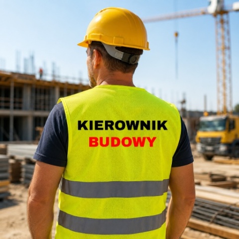 KAMIZELKA ODBLASKOWA Z NADRUKIEM NAPISEM LOGO REKLAMA BHP XXXL