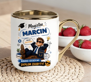 Kubek PREMIUM prezent Pan MAGISTER z imieniem upominek zakończenie studiów