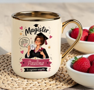 Kubek PREMIUM prezent Pani MAGISTER z imieniem upominek zakończenie studiów