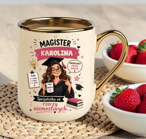 Kubek PREMIUM prezent Pani MAGISTER z imieniem upominek zakończenie studiów