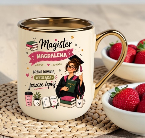 Kubek PREMIUM prezent Pani MAGISTER z imieniem upominek zakończenie studiów