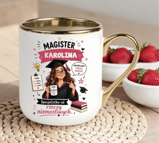Kubek PREMIUM prezent Pani MAGISTER z imieniem upominek zakończenie studiów