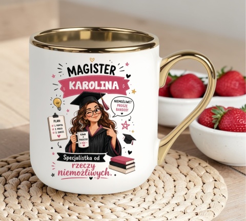 Kubek PREMIUM prezent Pani MAGISTER z imieniem upominek zakończenie studiów