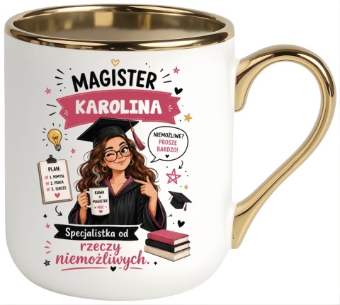 Kubek PREMIUM prezent Pani MAGISTER z imieniem upominek zakończenie studiów