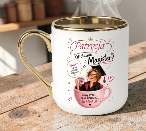 Kubek PREMIUM prezent Pani MAGISTER z imieniem upominek zakończenie studiów