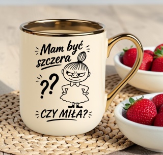 Kubek PREMIUM z nadrukiem śmieszny prezent - Mam być szczera?...