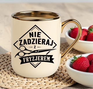 Kubek PREMIUM z nadrukiem śmieszny prezent - Nie zadzieraj z Fryzjerem
