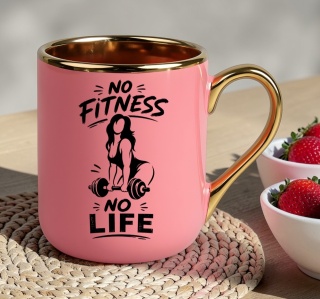 Kubek PREMIUM z nadrukiem śmieszny prezent - No Fitness, No Life
