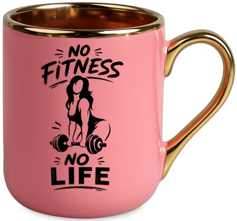 Kubek PREMIUM z nadrukiem śmieszny prezent - No Fitness, No Life