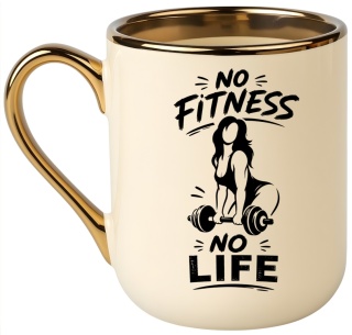 Kubek PREMIUM z nadrukiem śmieszny prezent - No Fitness, No Life