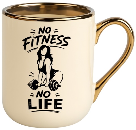 Kubek PREMIUM z nadrukiem śmieszny prezent - No Fitness, No Life