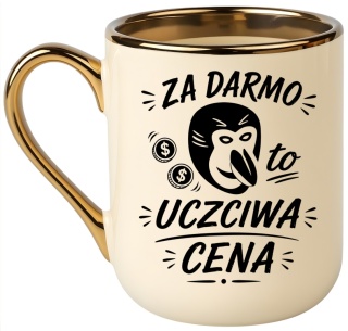 Kubek PREMIUM z nadrukiem śmieszny prezent - Za darmo, uczciwa cena...