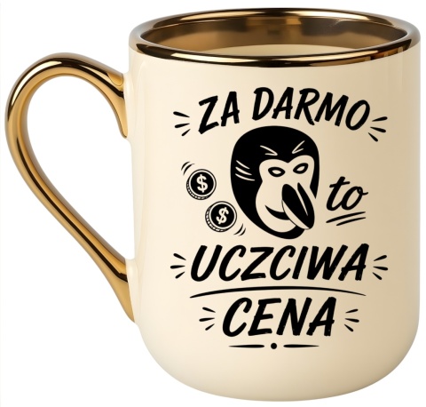Kubek PREMIUM z nadrukiem śmieszny prezent - Za darmo, uczciwa cena...