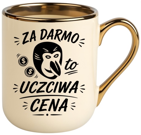 Kubek PREMIUM z nadrukiem śmieszny prezent - Za darmo, uczciwa cena...