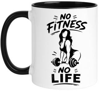 Kubek z nadrukiem śmieszny prezent - No Fitness, no Life