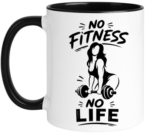 Kubek z nadrukiem śmieszny prezent - No Fitness, no Life