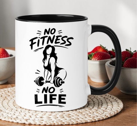 Kubek z nadrukiem śmieszny prezent - No Fitness, no Life