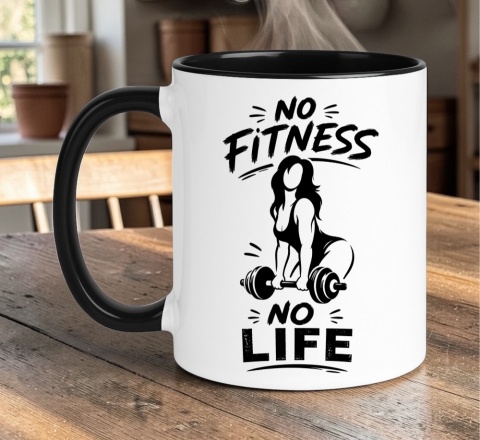 Kubek z nadrukiem śmieszny prezent - No Fitness, no Life