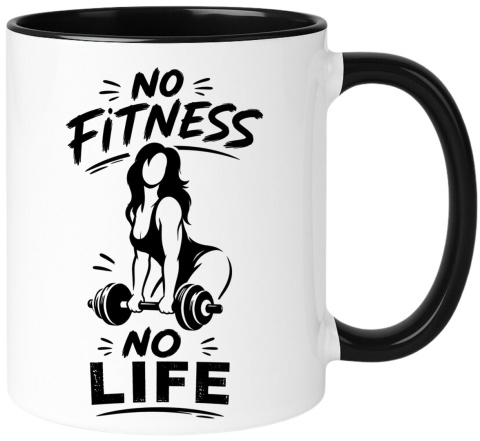 Kubek z nadrukiem śmieszny prezent - No Fitness, no Life