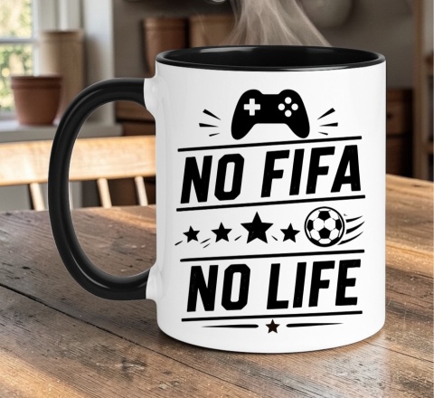 Kubek z nadrukiem śmieszny prezent dla gracza - No Fifa no Life