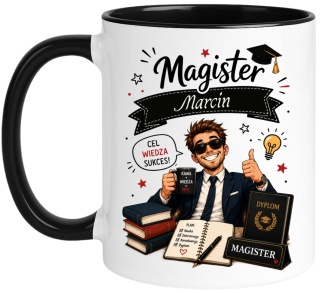 Kubek prezent Pan MAGISTER nadruk z imieniem upominek zakończenie studiów