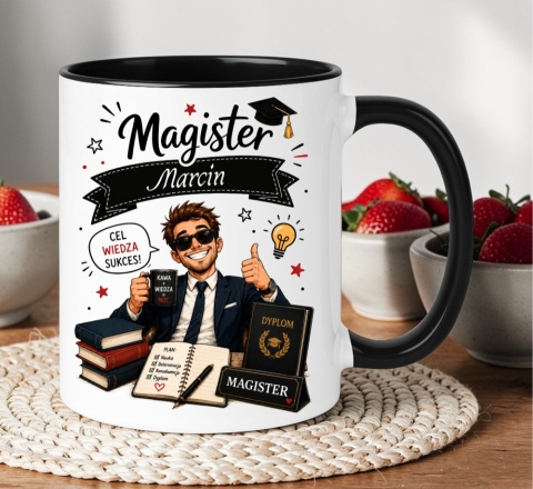 Kubek prezent Pan MAGISTER nadruk z imieniem upominek zakończenie studiów