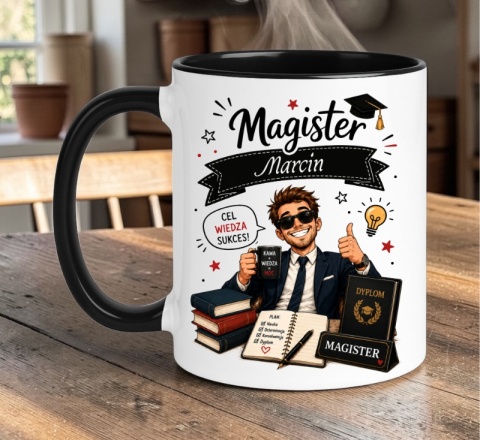 Kubek prezent Pan MAGISTER nadruk z imieniem upominek zakończenie studiów