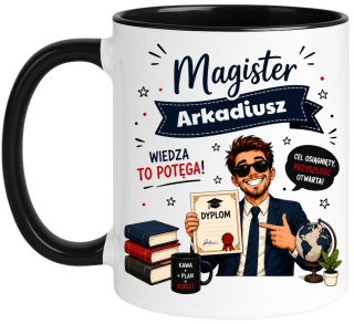 Kubek prezent Pan MAGISTER nadruk z imieniem upominek zakończenie studiów